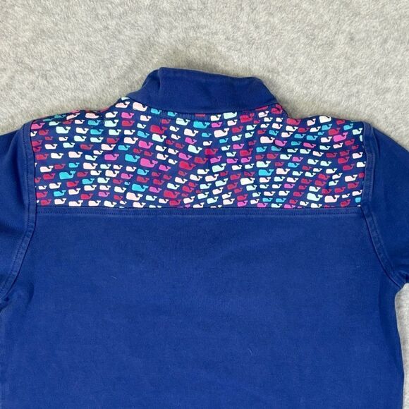 Vinyard Vines Girls Quarter Zip Sweater Kids Size Medium 10 - 12 Navy Blue Whale - Picture 4 of 7